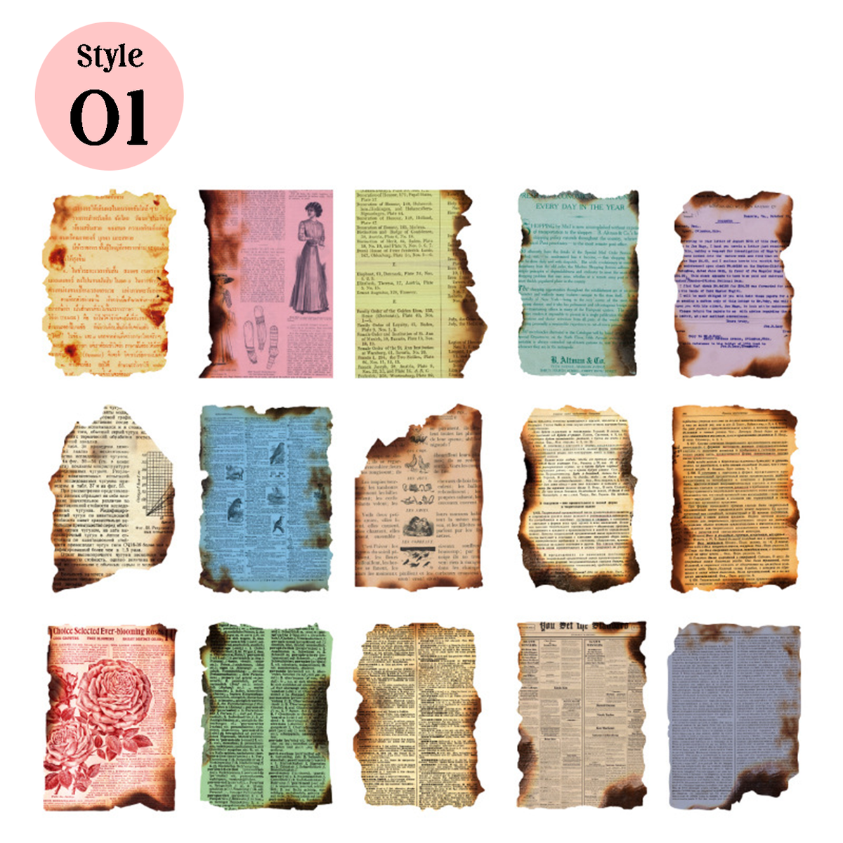 Burnt Debris Series Vintage Scrapbook Paper